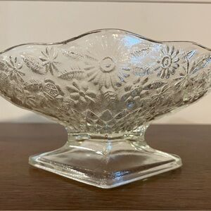 Vintage Indiana "Pineapple & Floral" Diamond Shaped Compote Depression Dish